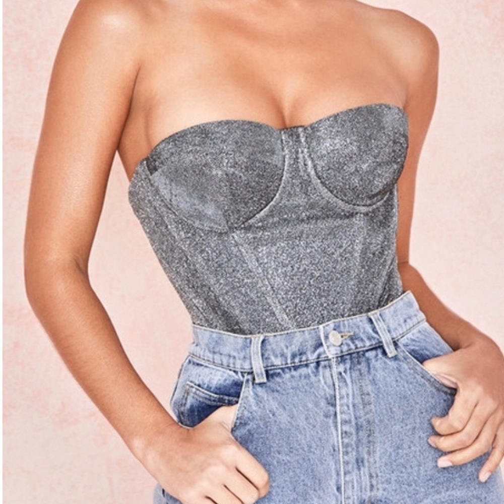 House of CB Donatella Glitter Bustier Size Small
